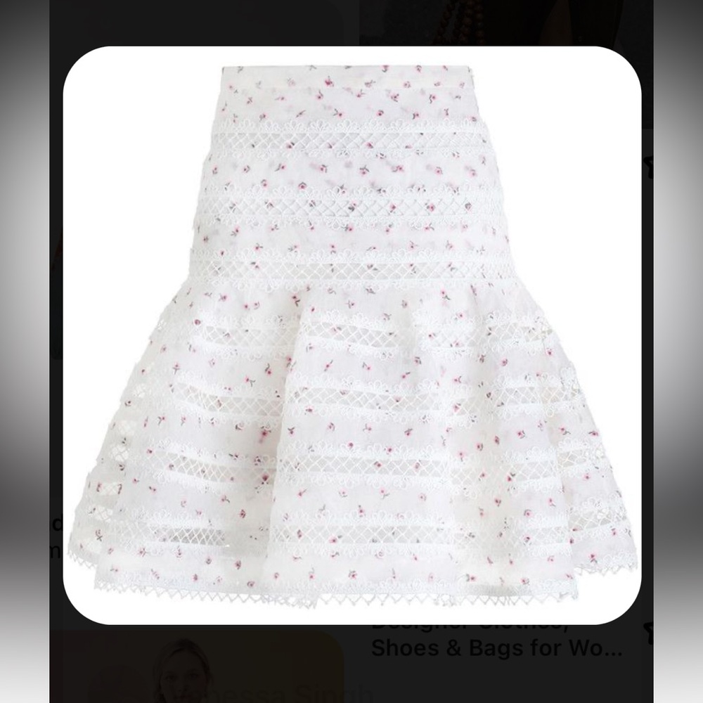 Zimmermann skirt size 1 floral and embroidered lace